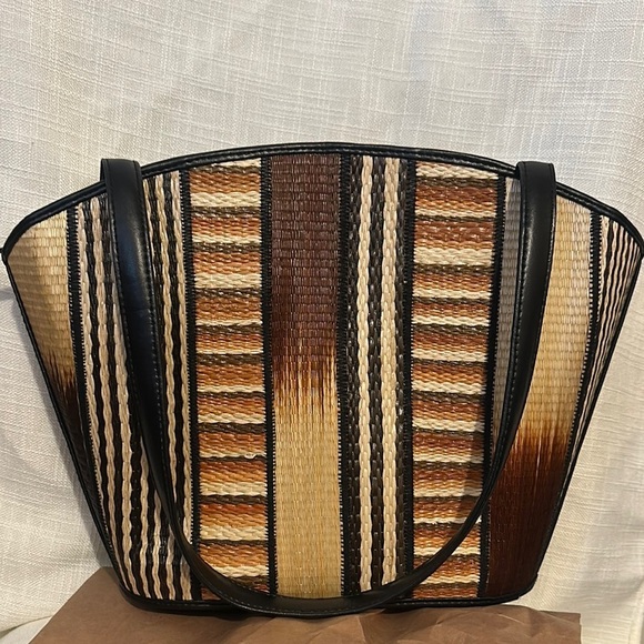 Women's Black and Brown Striped Bag - Picture 6 of 9